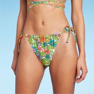 NWT side tie adjustable coverage ultra high leg bikini bottom